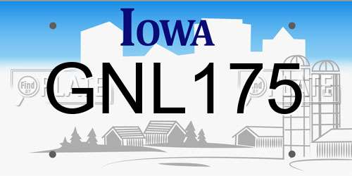 GNL175 Iowa License Plate
