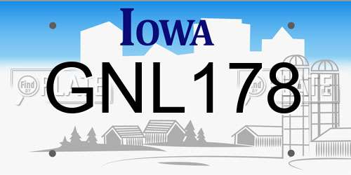 GNL178 Iowa License Plate