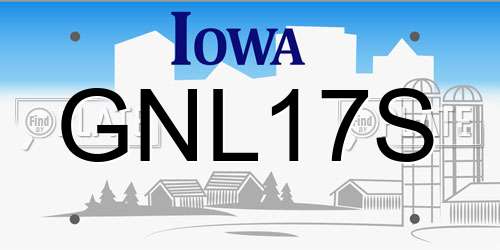 GNL17S Iowa License Plate