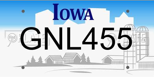 GNL455 Iowa License Plate