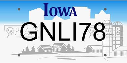 GNLI78 Iowa License Plate