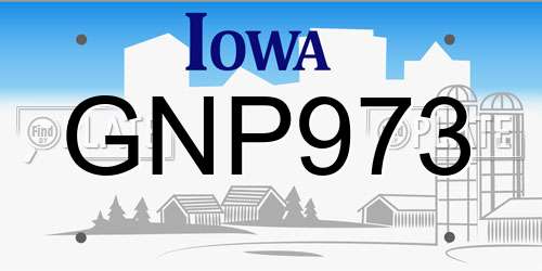 GNP973 Iowa License Plate
