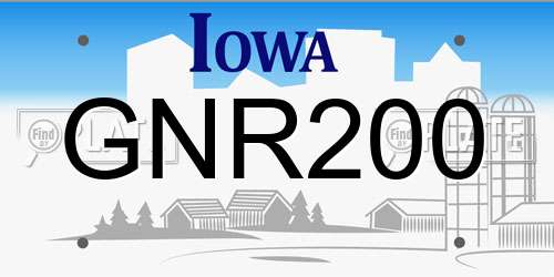GNR200 Iowa License Plate