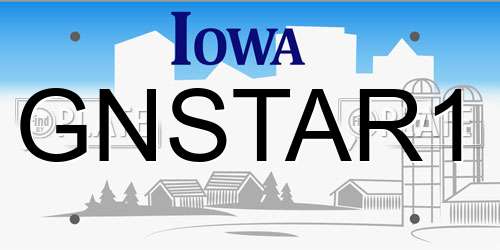 GNSTAR1 Iowa License Plate