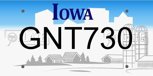 GNT730 Iowa License Plate