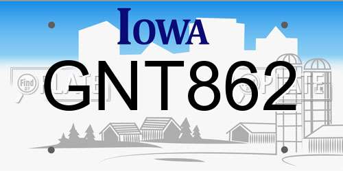 GNT862 Iowa License Plate