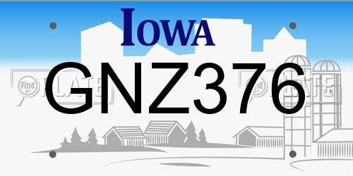 GNZ376 Iowa License Plate