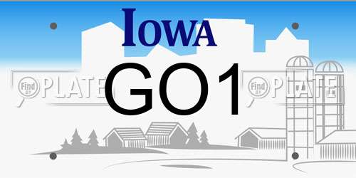 GO1 Iowa License Plate