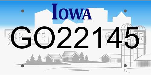 GO22145 Iowa License Plate