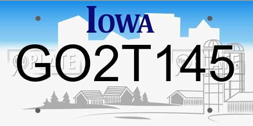 GO2T145 Iowa License Plate
