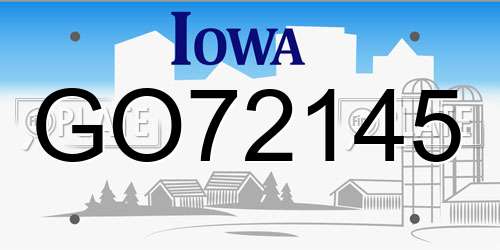 GO72145 Iowa License Plate