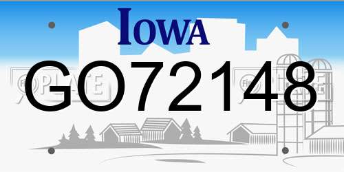 GO72148 Iowa License Plate