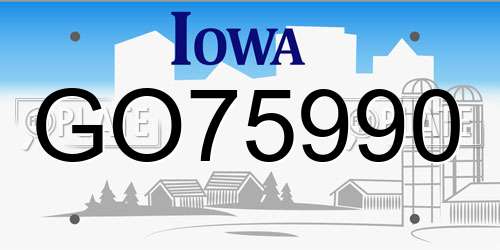 GO75990 Iowa License Plate