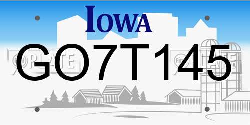 GO7T145 Iowa License Plate