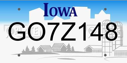 GO7Z148 Iowa License Plate