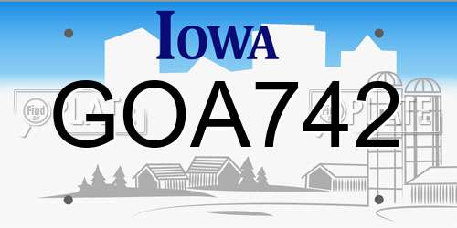 GOA742 Iowa License Plate