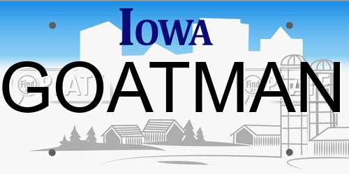 GOATMAN Iowa License Plate