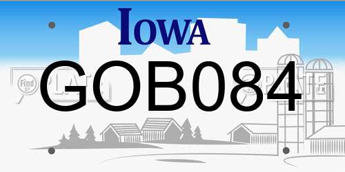 GOB084 Iowa License Plate