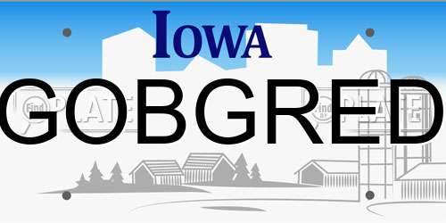 GOBGRED Iowa License Plate