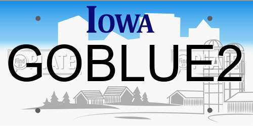 GOBLUE2 Iowa License Plate
