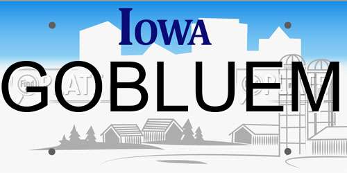 GOBLUEM Iowa License Plate