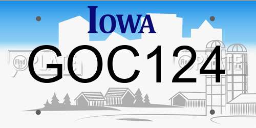GOC124 Iowa License Plate