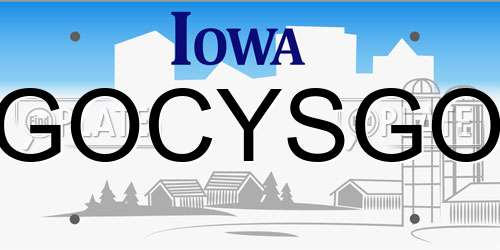 GOCYSGO Iowa License Plate