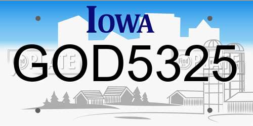 GOD5325 Iowa License Plate