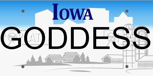 GODDESS Iowa License Plate