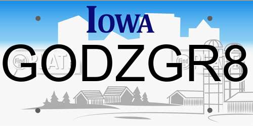 GODZGR8 Iowa License Plate