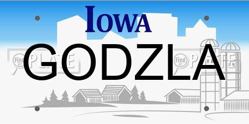 GODZLA Iowa License Plate