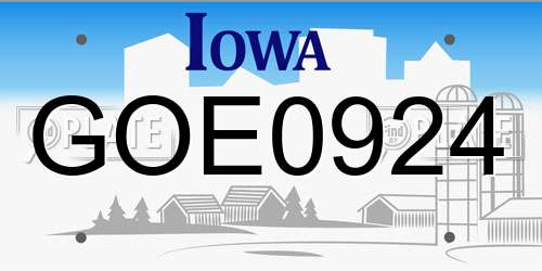 GOE0924 Iowa License Plate