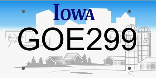 GOE299 Iowa License Plate