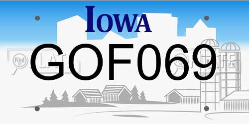 GOF069 Iowa License Plate