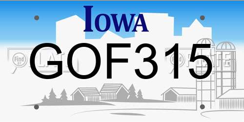 GOF315 Iowa License Plate