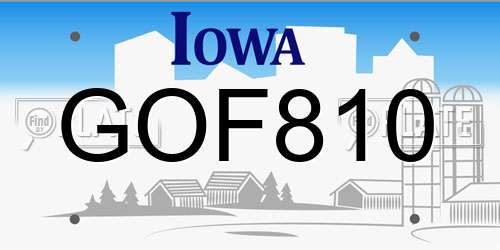 GOF810 Iowa License Plate