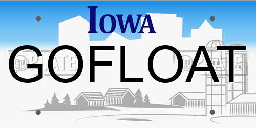 GOFLOAT Iowa License Plate
