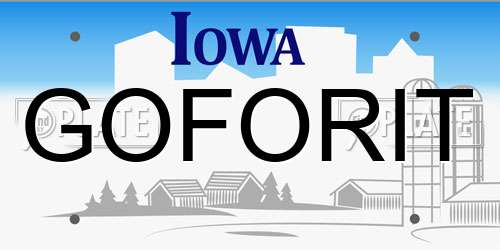 GOFORIT Iowa License Plate
