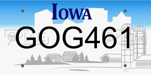 GOG461 Iowa License Plate