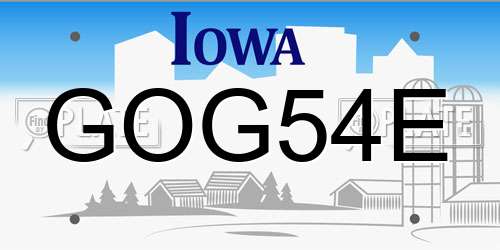 GOG54E Iowa License Plate