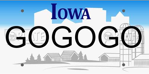 GOGOGO Iowa License Plate