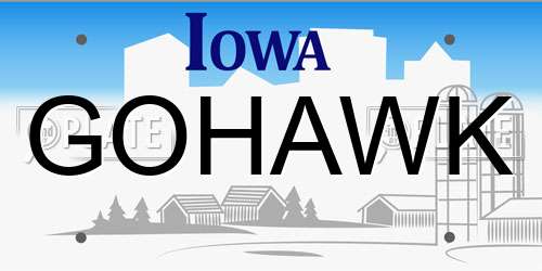 GOHAWK Iowa License Plate
