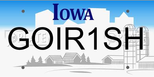 GOIR1SH Iowa License Plate