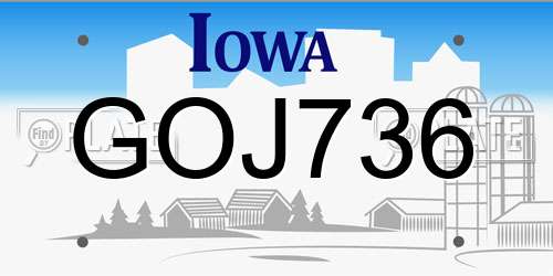 GOJ736 Iowa License Plate