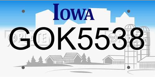 GOK5538 Iowa License Plate