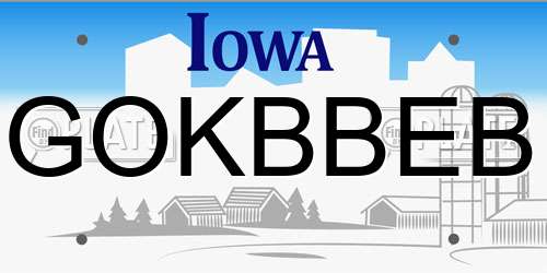 GOKBBEB Iowa License Plate