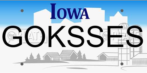 GOKSSES Iowa License Plate