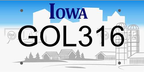 GOL316 Iowa License Plate