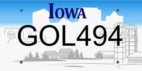 GOL494 Iowa License Plate