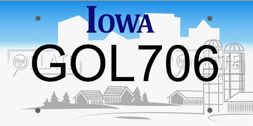 GOL706 Iowa License Plate